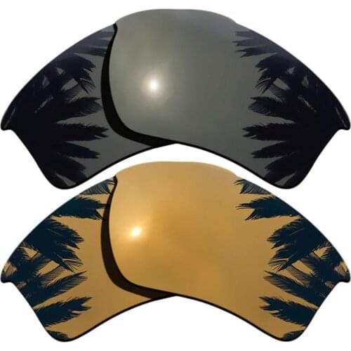 Black & Bronze Gold Mirrored Polarized Replacement Lenses for Half Jacket 2.0 XL Frame 100% UVA & UVB