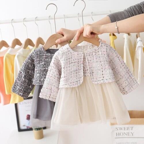 Kids Baby Girls Fashion 2-piece Outfit Set Sleeveless Dress and Long Sleeve Coat Set Winter Outfits 2020 New
