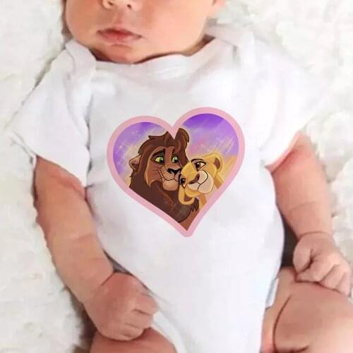 Disney Chic Baby Onesie The Lion King SIMBA Nala Love Cartoon Print Toddler Jumpsuit Short Sleeve Infant Bodysuits 0-24M