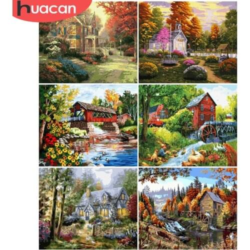 HUACAN DIY Pictures By Number House Kits Drawing On Canvas Painting By Numbers Scenery Hand Painted Paintings Gift Home Decor