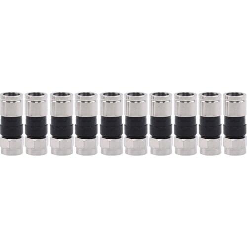 10Pcs F-Type Male Plug Compression Connectors For RG6 Coax Coaxial TV Cable HQ Connector Auto Replacement Parts