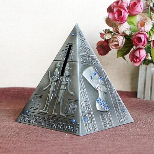 Piggy Bank Pyramid Money Box Commemorative Coin Collection Souvenir Building Home Decor Craft Ornaments Creative Vintage