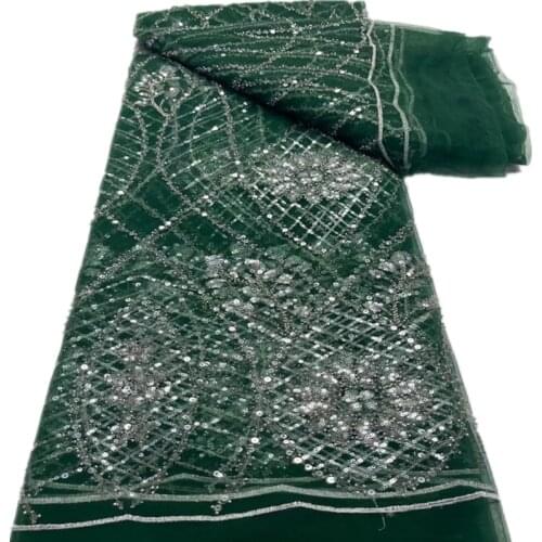 SJ Lace Nigerian Tulle Lace Fabrics 2021 High Quality Lace African Lace Fabric French Lace With Sequins Beaded For Dress j5-89