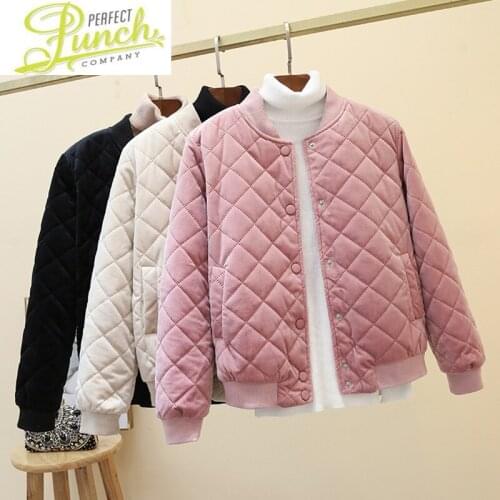 New Winter Clothes 2021 Women Harajuku Toppies Korean Tops Ladies Cotton Jacket Womens Gold Velvet Coat Femme Veste LXR1197