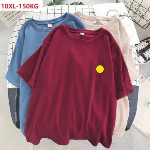 Summer casual home loose t-shirts for women short sleeve oversize 8XL 10XL plus size simple tees tops tshirt 150KG 100KG 58 60