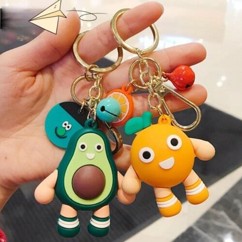 Hot sale 3D Cartoon Avocado Key Chain Doll Key Ring Gift For Boys and Girls Bag Pendant Figure Charms Key Chains Jewelry