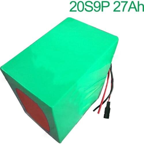 72V 27Ah 20S9P 18650 Li-ion Battery electric two Three wheeled motorcycle bicycle ebike 210*185*140mm