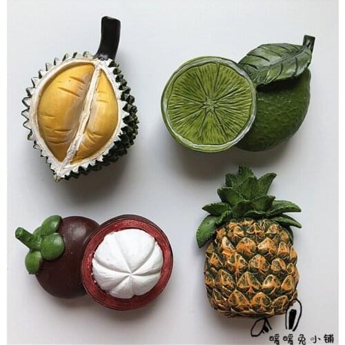 Lotus Mangosteen Lemon Pineapple Fruit Resin Fridge Magnet Three-dimensional Magnetic Sticker