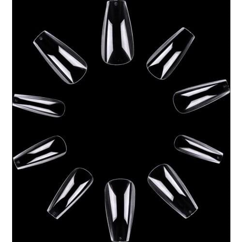 Makartt Medium Ballerina Nails 500pcs False Nail Tips Coffin Nails Clear Full Cover Ballet Acrylic Fake Nails 10 Sizes A0534