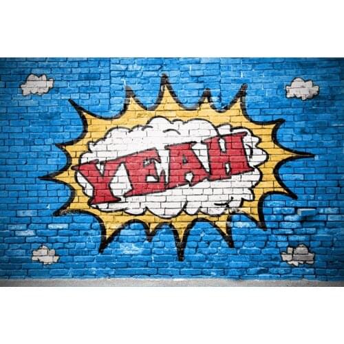 MEHOFOTO Brick Wall Cartoon Graffiti Portrait Scene Photography Background Seamless Photographic Backdrop Props for Photo Studio