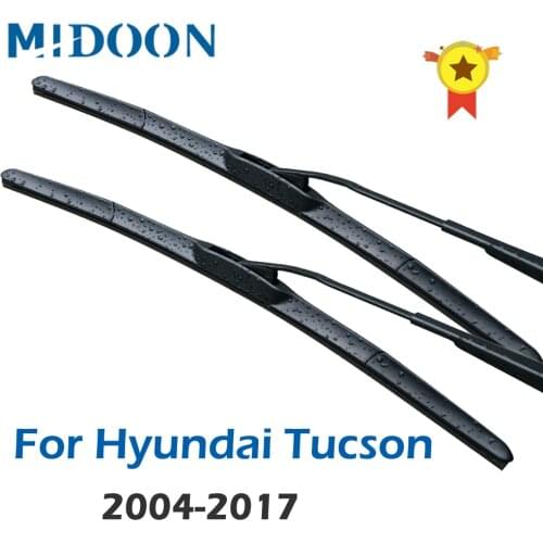 MIDOON Hybrid Wiper Blades for Hyundai Santa Fe Fit Hook Arms Model Year from 2000 to 2017 2001 2002 2003 2004 2005 2006 2007