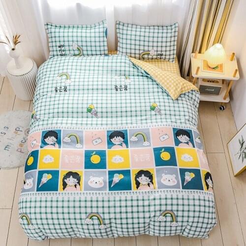 Fashion Children Printing Home Bedding Set 3/ 4pcs Duvet Cover Set AB Side Bed Linen Flat Sheet Bedclothes Adult Geometric