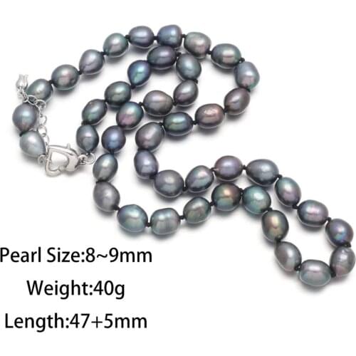 Natural Freshwater Rice-shaped Pearl 8-9 Mm Necklace For Elegant Women Wedding Dress Gift