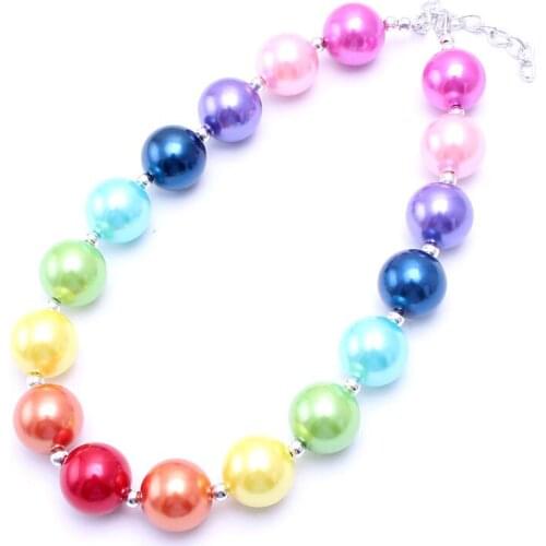 MHS.SUN 2pcs Lovely Rainbow beads necklace Chunky Bubblegum necklace for Kids Fashion Party dress up decoration for Girls BN117