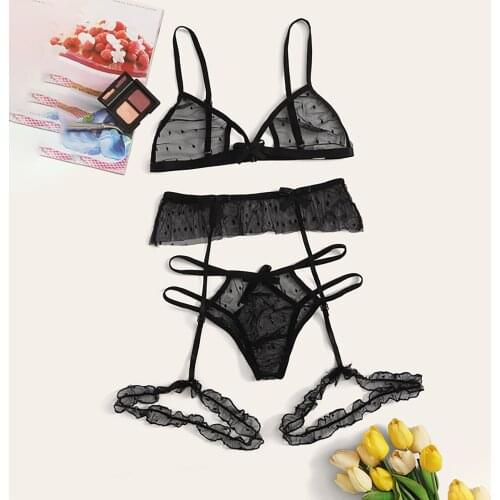 Sexy Plus Size Lingerie Women Black Hollow Out Lace Underwear Eyelash Racy temptation Babydoll Adult Product Gift Mujer