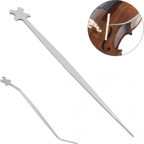 Silver Flexible Metal Cello Sound Post Setter Violoncello Column Hook Luthier Gauge Install Tool