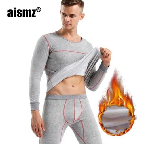 Aismz Mens Seek Thermal Underwear Winter Cashmere Skin Friendly Cotton Cashmere Thicken Long Johns Soft Fleece Keep Warm Men