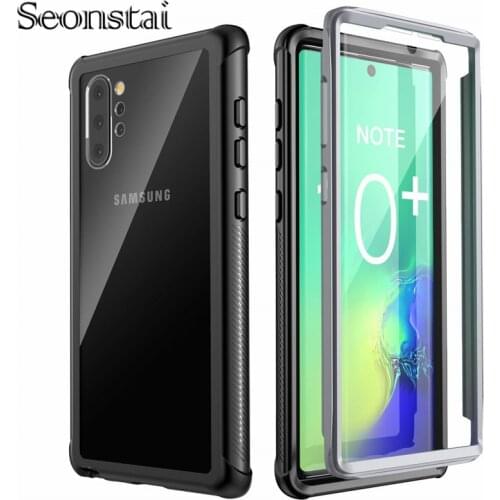 For Samsung Note 10 Plus Shockproof Case Clear Full Body Heavy Duty Protection with Built-in Screen Protector Rugged Note10 Capa