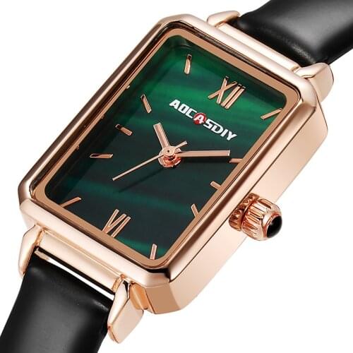 Ladies small square table malachite green small green table fashion retro square waterproof watch