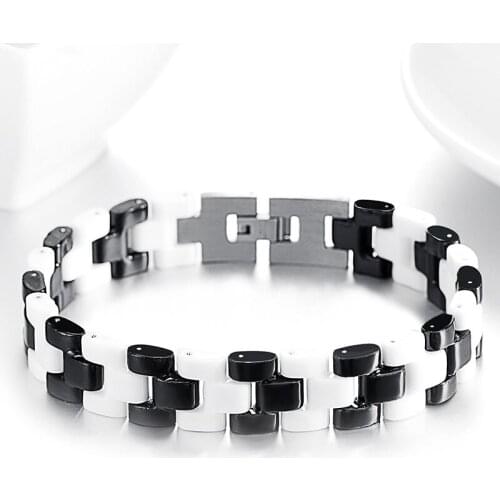 Black White Enamel Bangle Woman Stainless Steel Bangles Bracelets Ethnic Jewelry