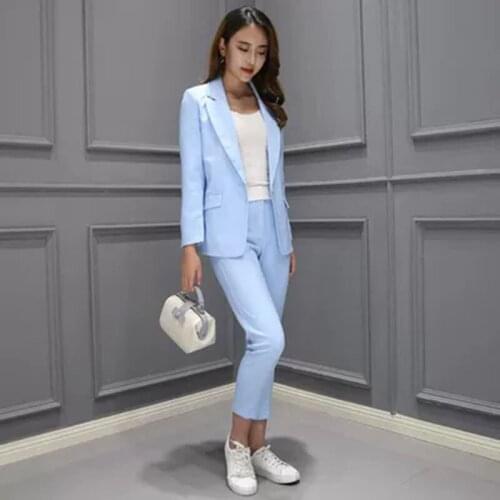 2 piece set women Suit female The new career suit female 2020 autumn long - sleeved small suit jacket trousers casual OL suit