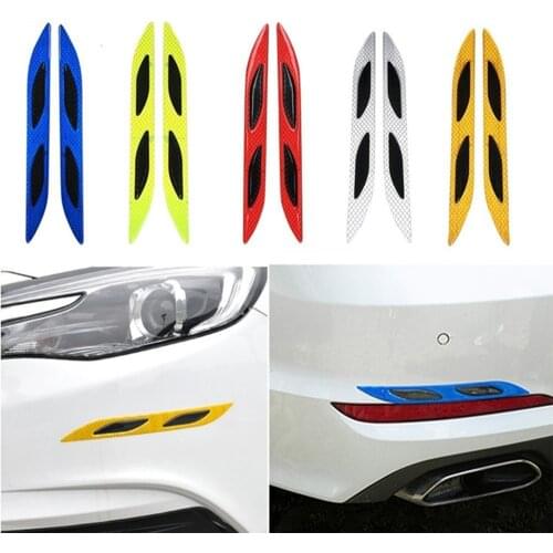 2Pcs Car Bumper Protector Trim Strips Carbon Fiber Reflective Sticker Auto Motorcycle Warning Tape Anti-scratch Bar