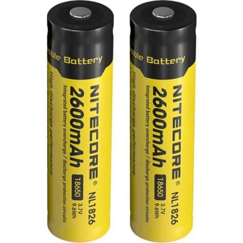 2PCS NITECORE 18650 2600mAh 3.7V 9.6Wh Rechargeable Li-on Battery Protected 18650 Li-ion Button Top Battery