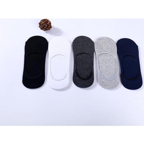 2019 mens spring and summer solid color boat socks shallow mouth non-slip silicone invisible socks mens socks cotton casual so
