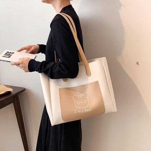 2021 Trendy Korean Casual Large-capacity Womens Bag one-Shoulder Underarm Bag female Summer Simple net red hit color Tote Bag