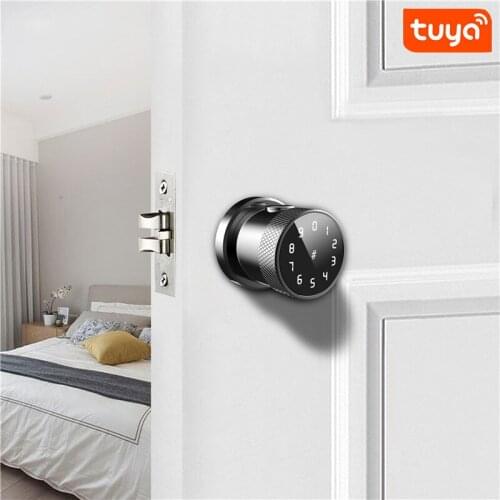 4 In 1 Bluetooth Fingerprint Digital Indoor Doorknob Password Door Lock Unlock with Code Fingerprint Tuya App USB Emgency Port