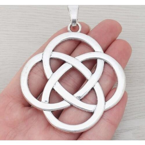 5 x Tibetan Silver Large Chinese Knot Charms Pendants for Necklace Jewelry Making Accessories 73x66mm