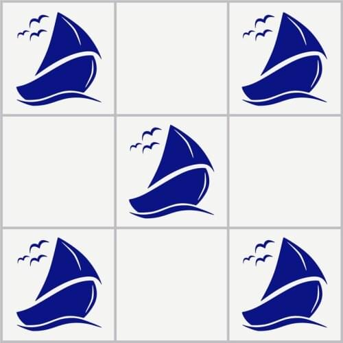 5pcs,10pcs Sail Boat Tile Stickers Bathroom Sailboat Nautical Vinyl Wall Art Car Decal