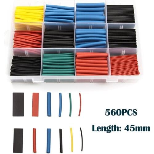 560Pcs Assorted Heat Shrink Tubing Sleeves 2:1 Polyolefin 1.0-13.0mm Insulated Wrap Wire Cable Sleeves 12 Sizes Assortment Kit