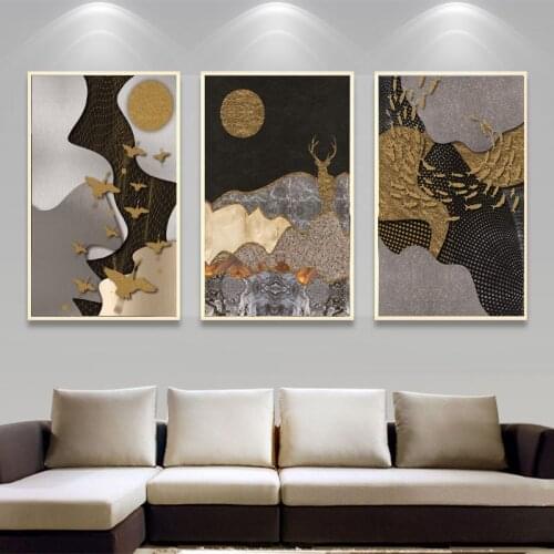 Abstract Graphics Deer and Fish Paintings Nordic Style Posters Wall Art Picture Canvas Print For Living Room Decor Home Decor