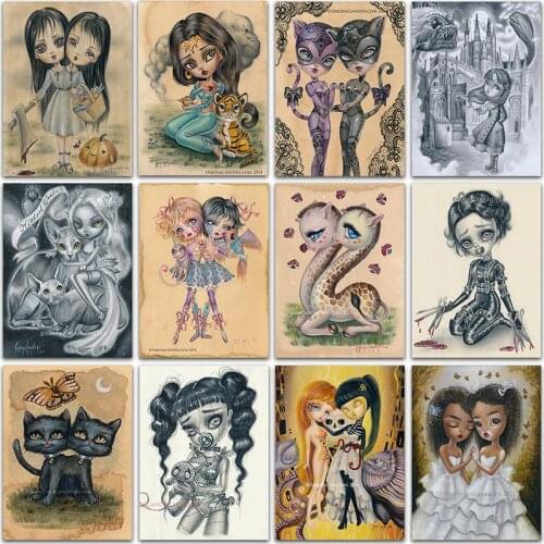 5D Diamond Painting Cartoon Comics Girl Mermaid Ghost Cat Full Square&Round Diamond mosaic Paint Diamond embroidery Cross stitch