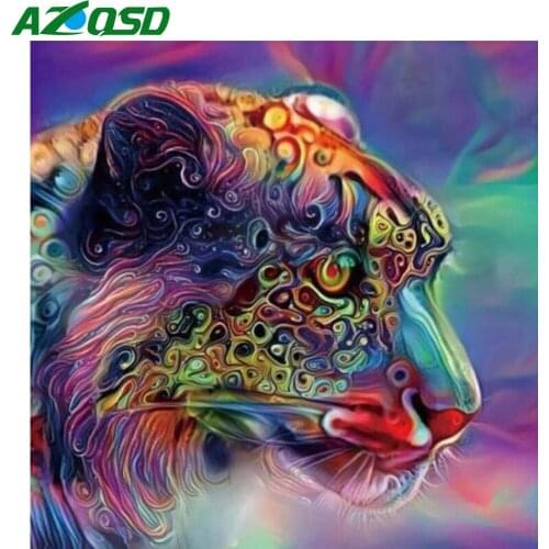 AZQSD Diamond Painting Leopard Mosaic Full Square Drill Handmade Gift Diamond Embroidery Sale Animal Handicraft Decor For Home