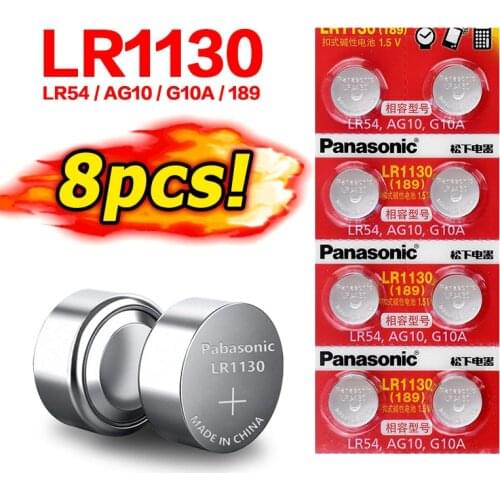8Pcs AG10 Battery LR1130 LR54 Coin Button Cells 1.5V Alkaline D189 D389 D390 G10A G10 1159SO 1168A 189 189-1 For Watch Toys