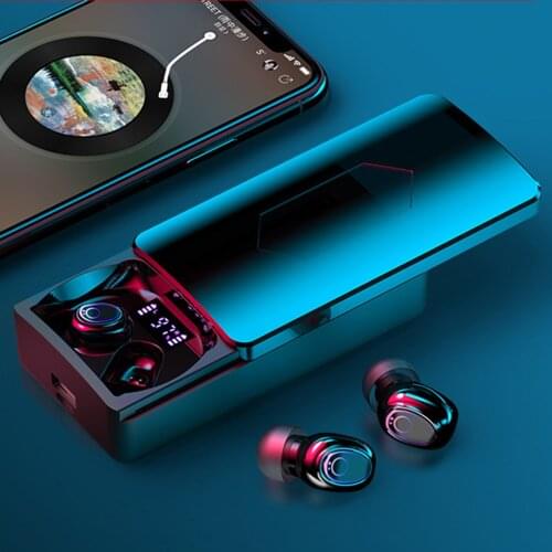 Wireless Earbuds w/ Power Bank Bluetooth 5.0 Mini Touch Control IPX7 Earphones Headset Deep Bass for Sport Working Travel Gym