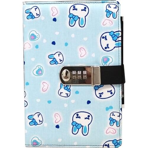 A5 Thicker Notebook Password Book Lockable Diary Fabric Password Notepad TPN178 (No Pen)