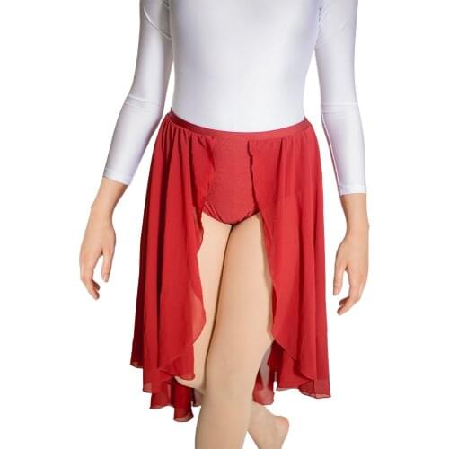 Burgundy Long Length Chiffon Open Skirts Lyrical Dance Skirts Modern Dance Skirts Performance Skirts