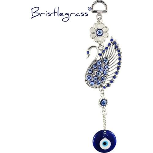 BRISTLEGRASS Turkish Blue Evil Eye Swan Amulet Lucky Charm Car Wall Hanging Pendant Pendulum Blessing Protection Gift Home Decor