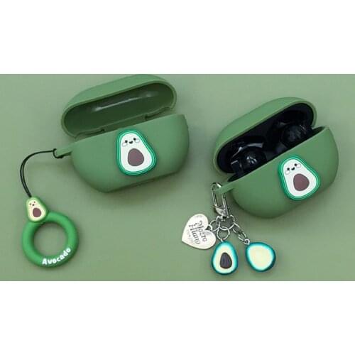 For Huawei Freebuds 3 / Freebuds PRO Case Cute avocado cartoon Keychain Silicone Earphone Cover Non-slip Protection Case