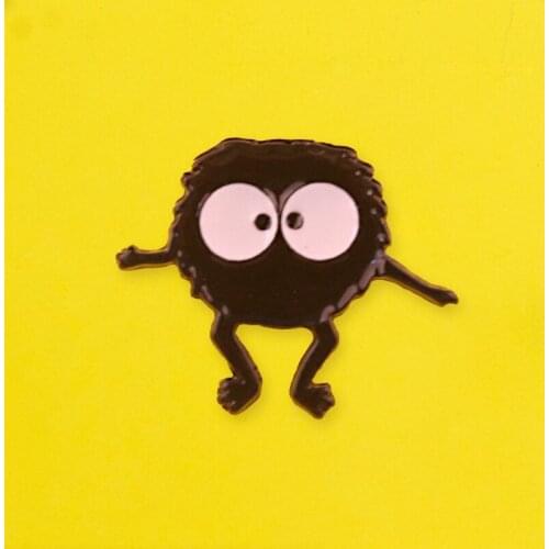 Black Hair Ball Icon On Clothes Cute Big Eyes Accessories Metal Brooches Gift Metal Pin For Clothes Accessories Anime Decoration