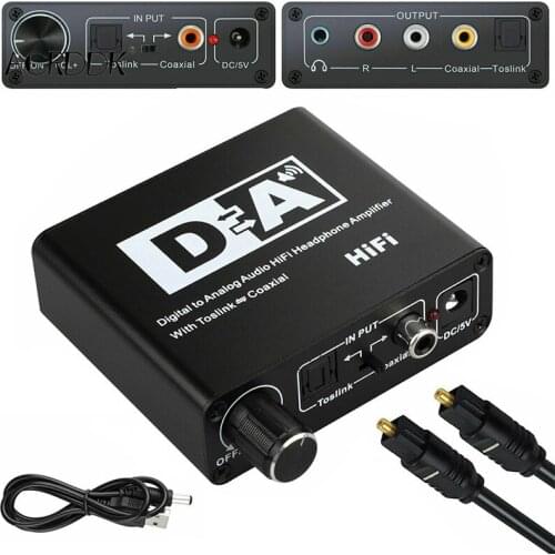 Digital to Analog Audio Converter Optical Fiber Coaxial Signal to RCA R/L Audio Decoder SPDIF ATV DAC Amplifier FC