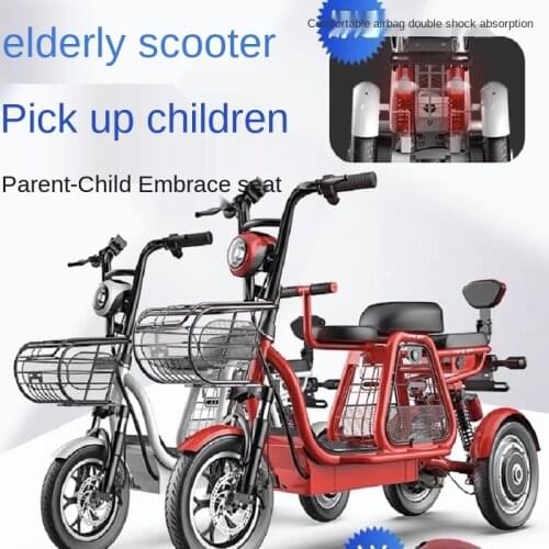Permanent Electric Tricycle To Pick Up Children Mini Parent Child Ladys Home Battery Car With Baby Mother And Child