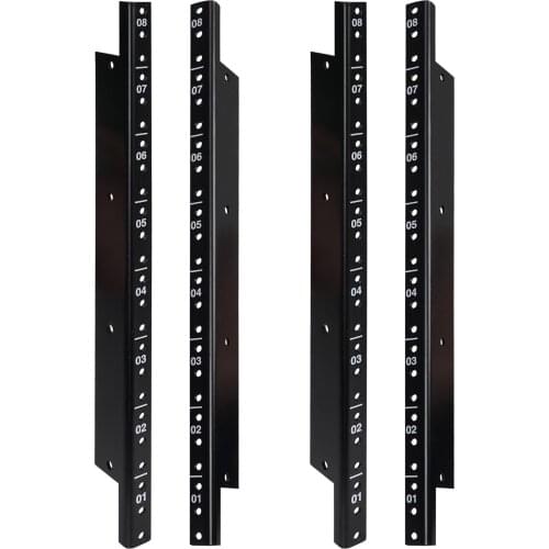 Sound Town 4-pack 8U Steel Rack Rails with Black Powder Coated Finish and Screws (ST-RR-08UX2)