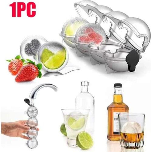 Round 4 Cavity Ice Mould Ice Ball Maker DIY Ice Cream Mold Plastic Whiskey Ice Cube Tray Bar Accessories Tools Kitchen Gadgets