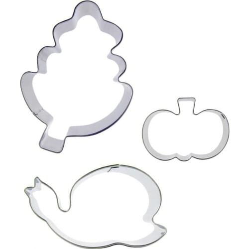 Leaf, Snail, Small Pumpkin shapes 3 piece biscuit cutting molds, baking tools, cake decorating soft candy tools