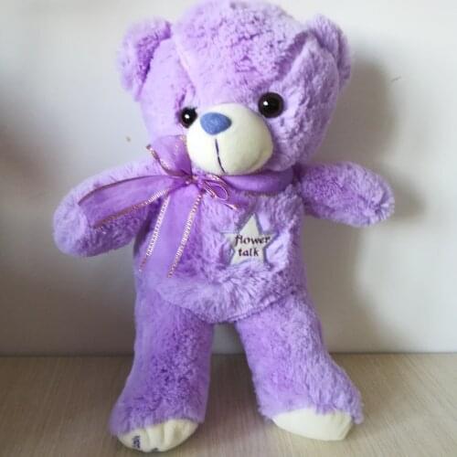 Stuffed plush toy 100% new purple teddy bear plush toy about 35cm bear soft doll baby toy christmas gift b0852
