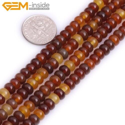 Natural Rondelle Spacer Original Agates Carnelian Stone Beads For Jewelry Making Bracelets Necklace Sets 15inches DIY Gem-inside